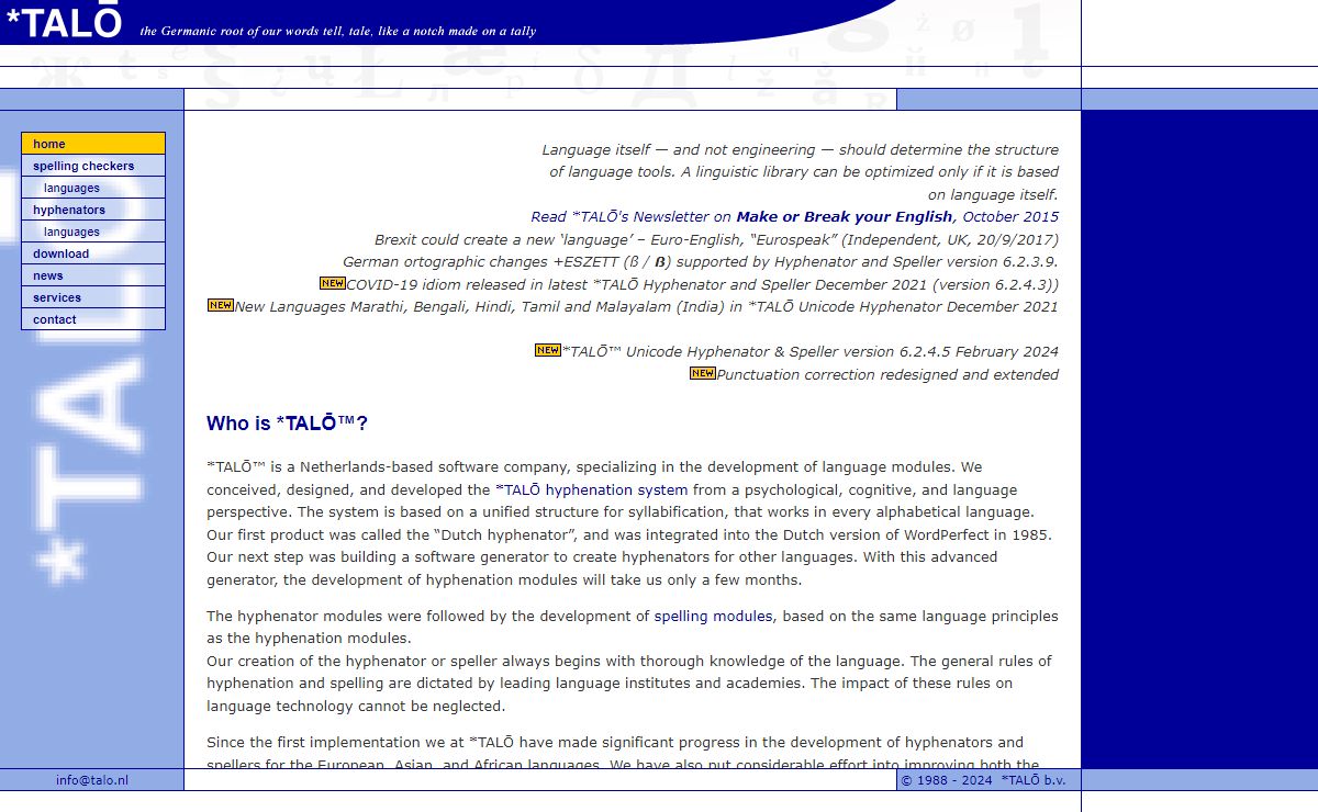 *TALO: Hyphenation and Spelling for the European and Asian Languages