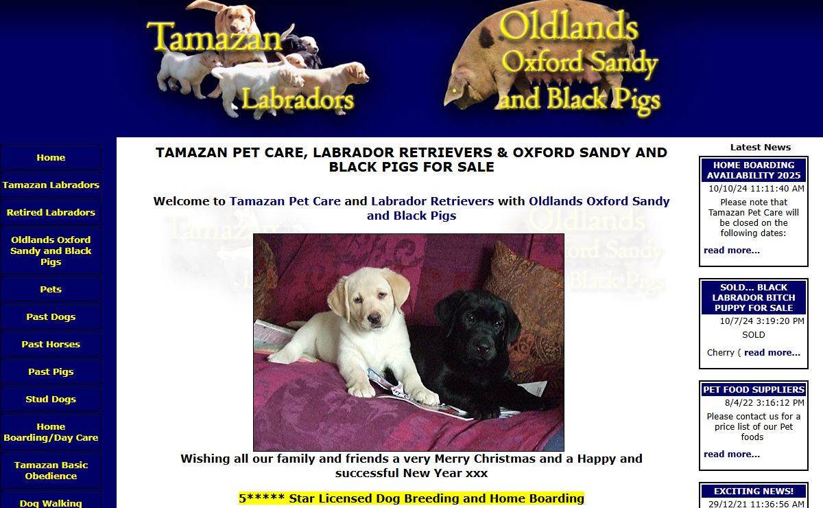 Professional Licensed Home Boarding for Dogs. Labrador puppies for sale. Pet Care Services including Day Care and Dog Training with over 40 years experience. Breeders of Quality Black and Yellow labrador puppies in the UK. Oxford Sandy and Black Pigs and weaners for sale. Breeders of Oldlands Oxford Sandy and Black Pigs. OSB Weaners for sale. OSB Boars for hire.