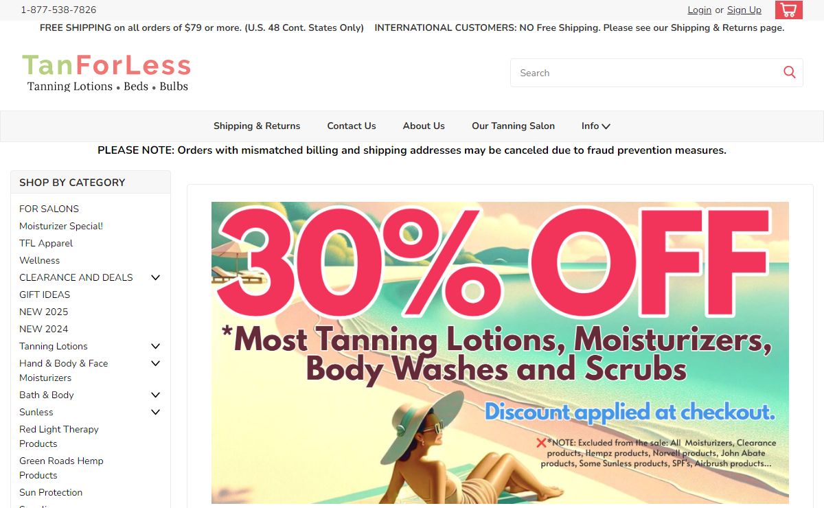 Low Priced Indoor Tanning Lotions & Tanning Beds | Tanforless.com