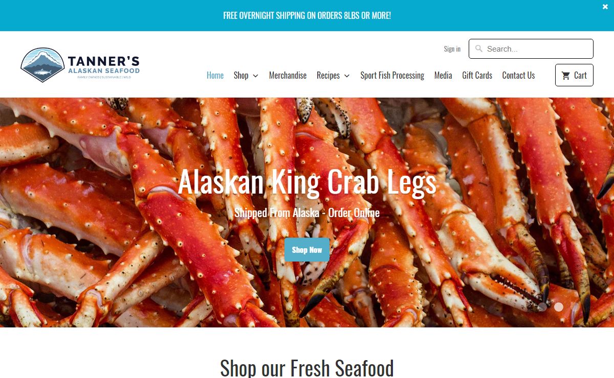 Tanners Alaskan Seafood 100% Fresh, Wild, Shipped Overnight