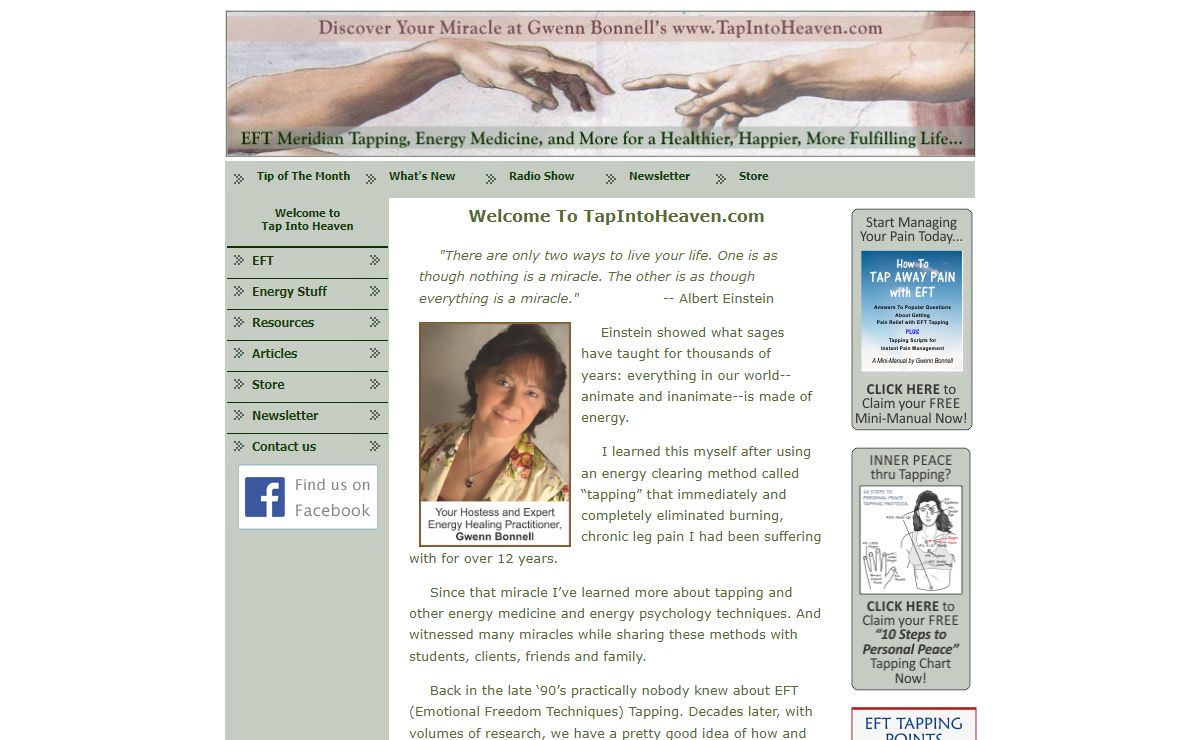 TapIntoHeaven.com Resource center for Energy Psychology: EFT Tapping, Energy Medicine, Acupressure and more.
