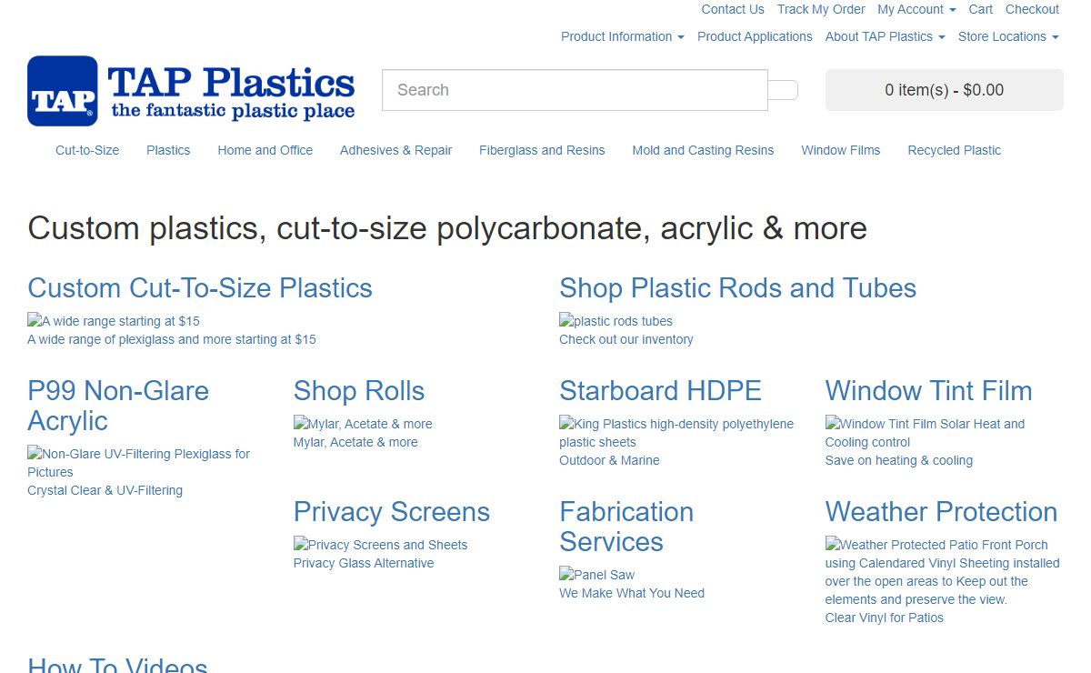 Cut to Size, Polycarbonate & Acrylic Plastics : TAP Plastics