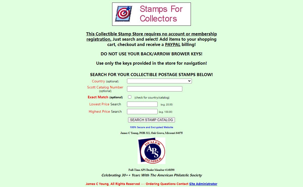 JAMES C YOUNG - SERVING STAMP COLLECTORS SINCE 1979!
