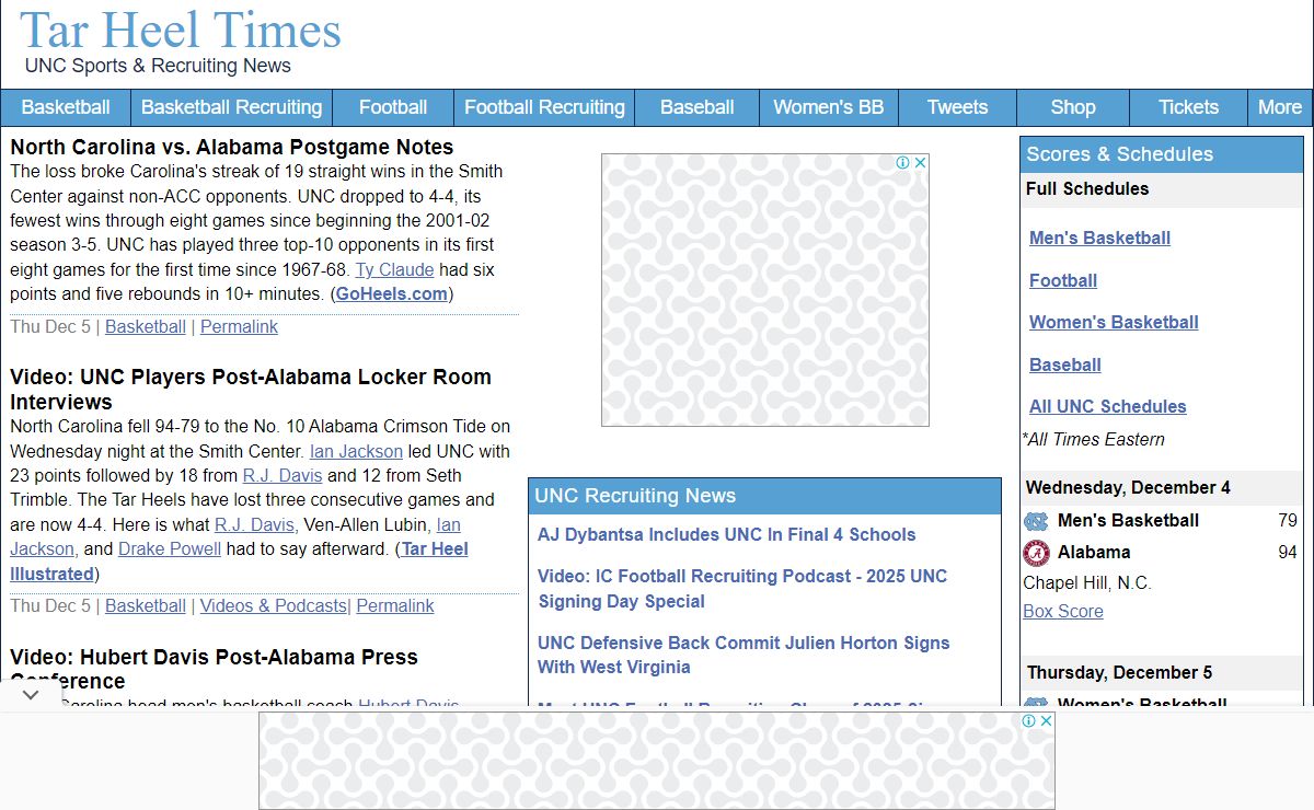 Tar Heel Times - UNC Basketball, Football and Recruiting News