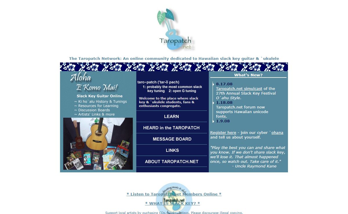 Taropatch.net: Slack Key Guitar Online