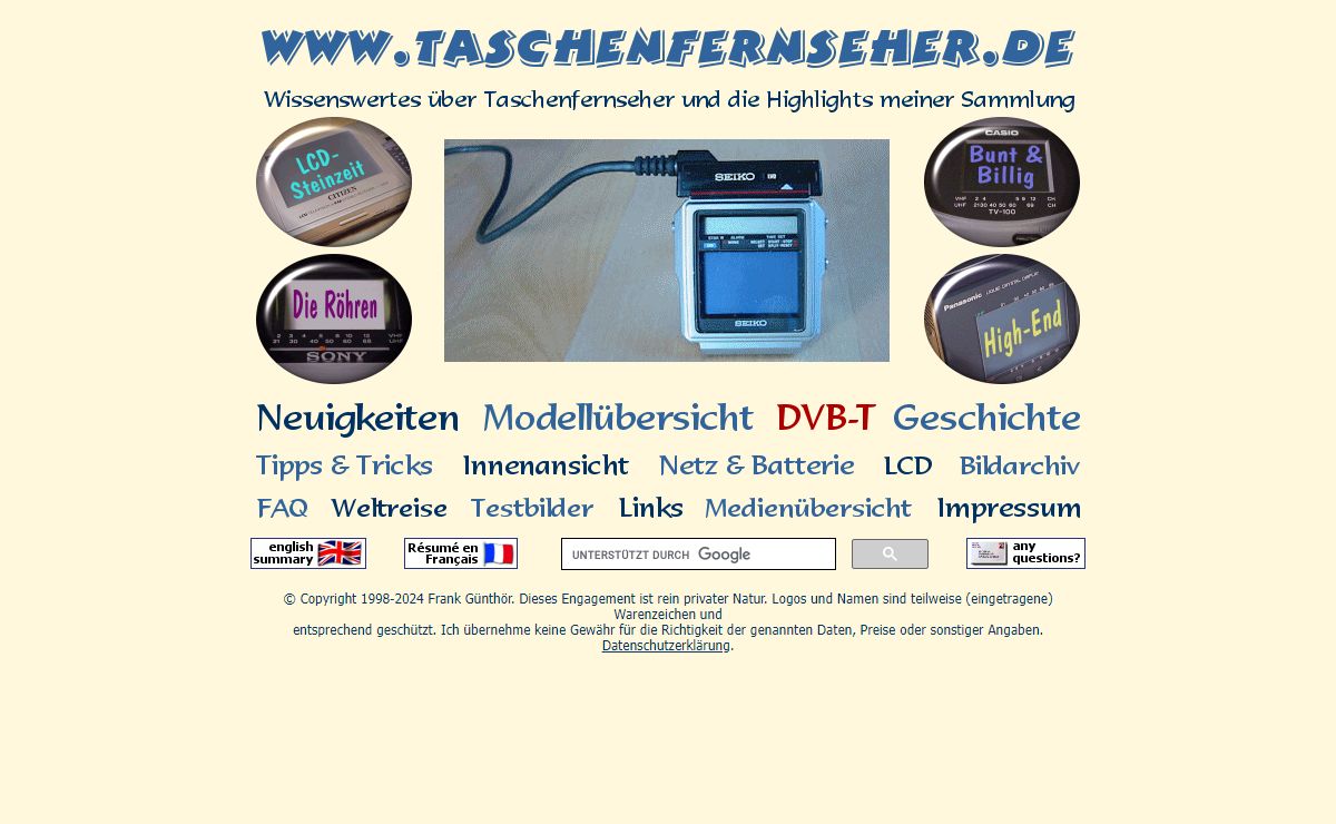Frank's Taschenfernseher: Startseite