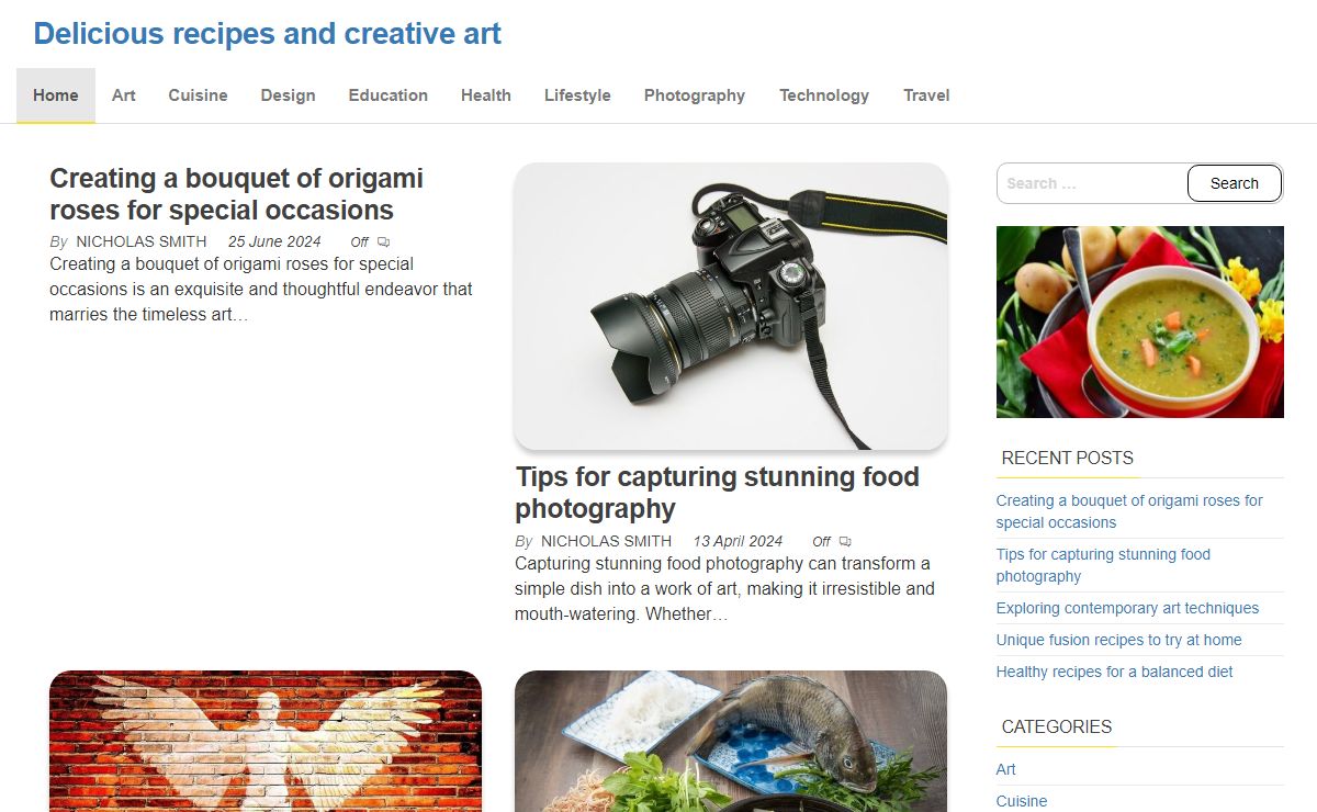 Delicious recipes and creative art