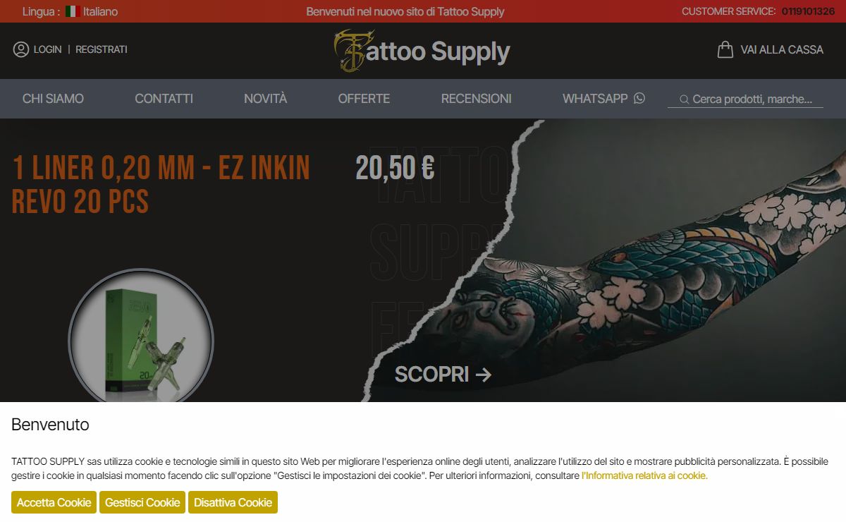 Tattoo Supplies - forniture per tatuaggio come macchinette tattoo o tattoo machines, colori e cartucce per tatuatori