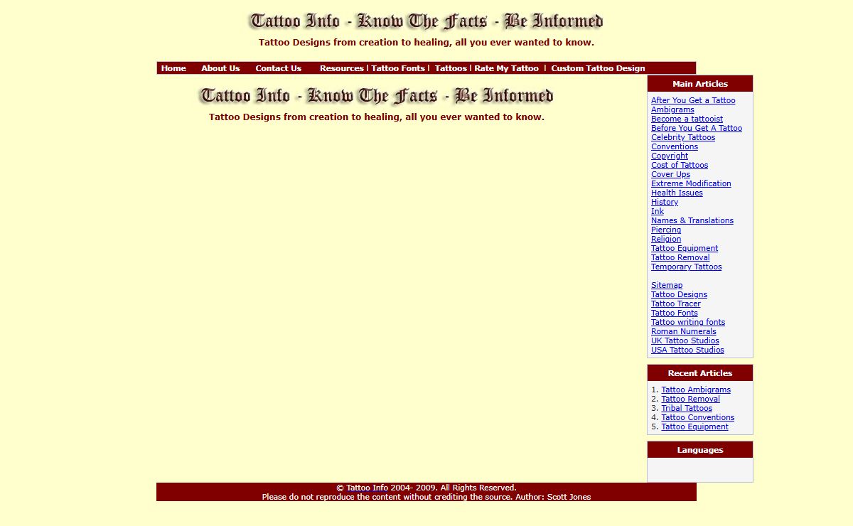 Tattoo Knowledge Base, Information you need to know