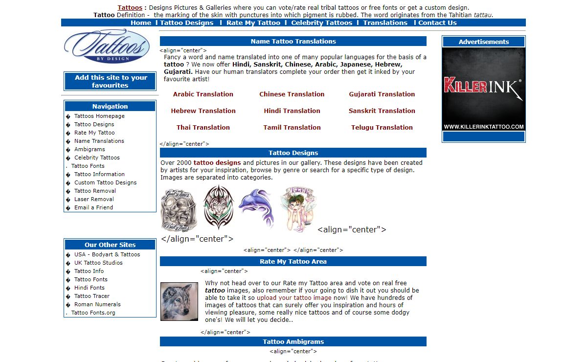 Tattoos By Design, Tattoo Designs & Fonts, Galleries, Rate my Tattoo and Name Translations