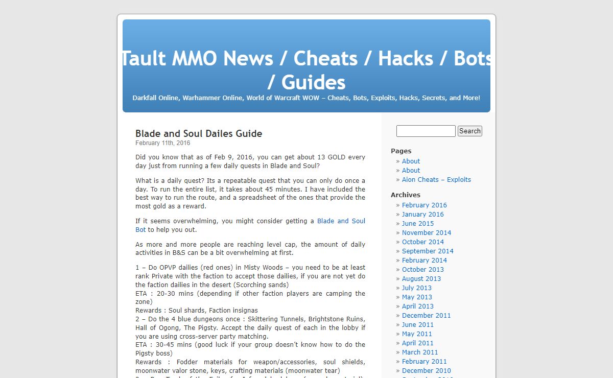 Tault MMO News / Cheats / Hacks / Bots / Guides - Darkfall Online, Warhammer Online, World of Warcraft WOW - Cheats, Bots, Exploits, Hacks, Secrets, and More!