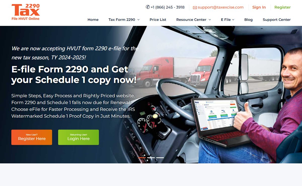Form 2290 Heavy Vehicle Use Tax E-File | Schedule 1 Copy in Minutes