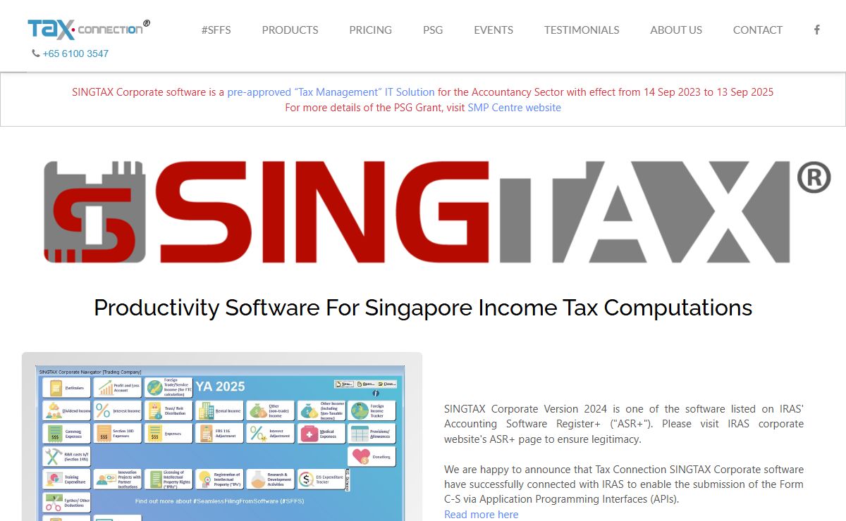 Corporate / Personal income tax software for Singapore - Tax Connection Pte Ltd