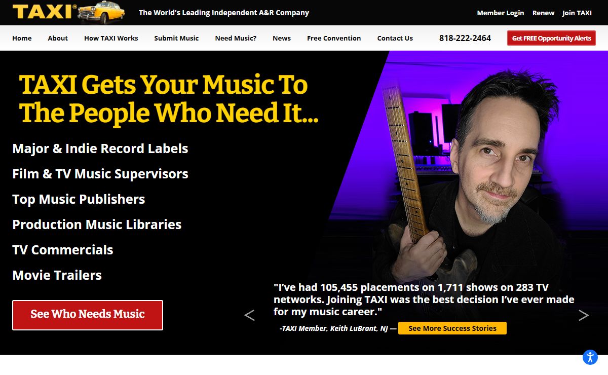 TAXI A&R Music helps Songwriters, Artists, and Composers get Record Deals, Publishing Deals, and Film/TV Music Licensing Deals