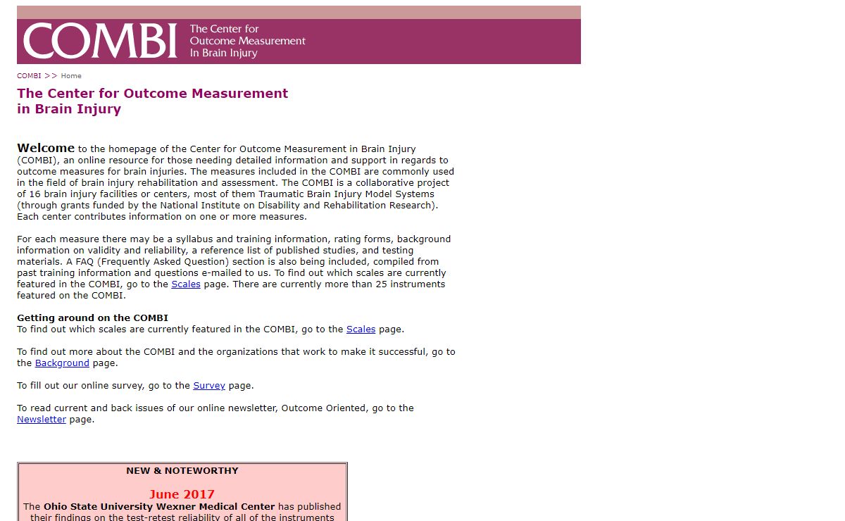 The Center For Outcome Measurement in Brain Injury
