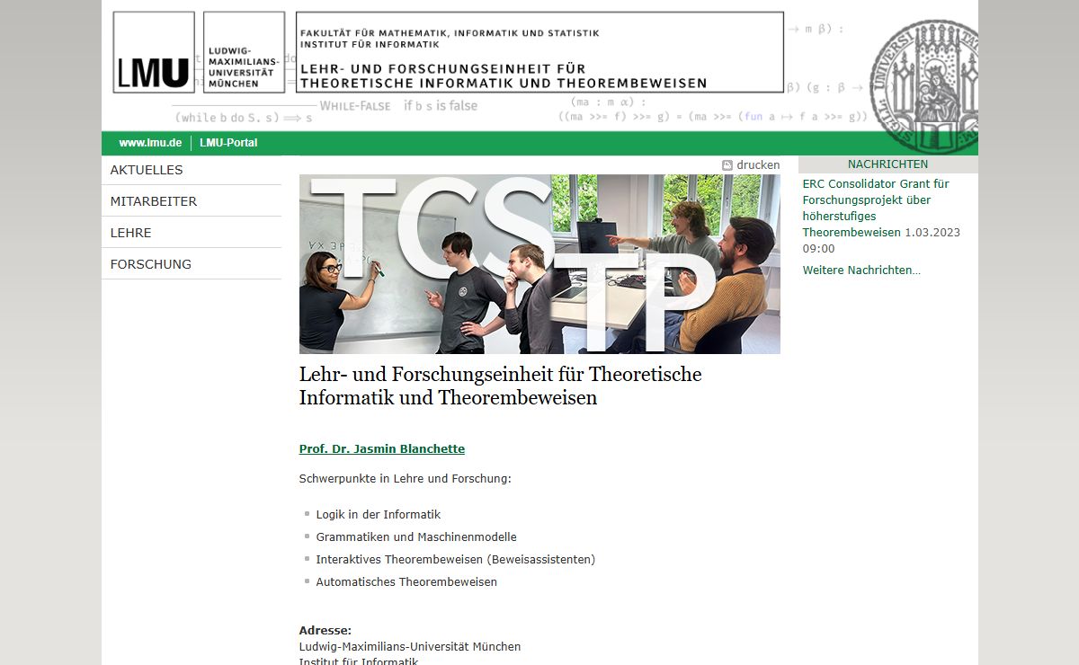 Lehr- und Forschungseinheit für Theoretische Informatik und Theorembeweisen