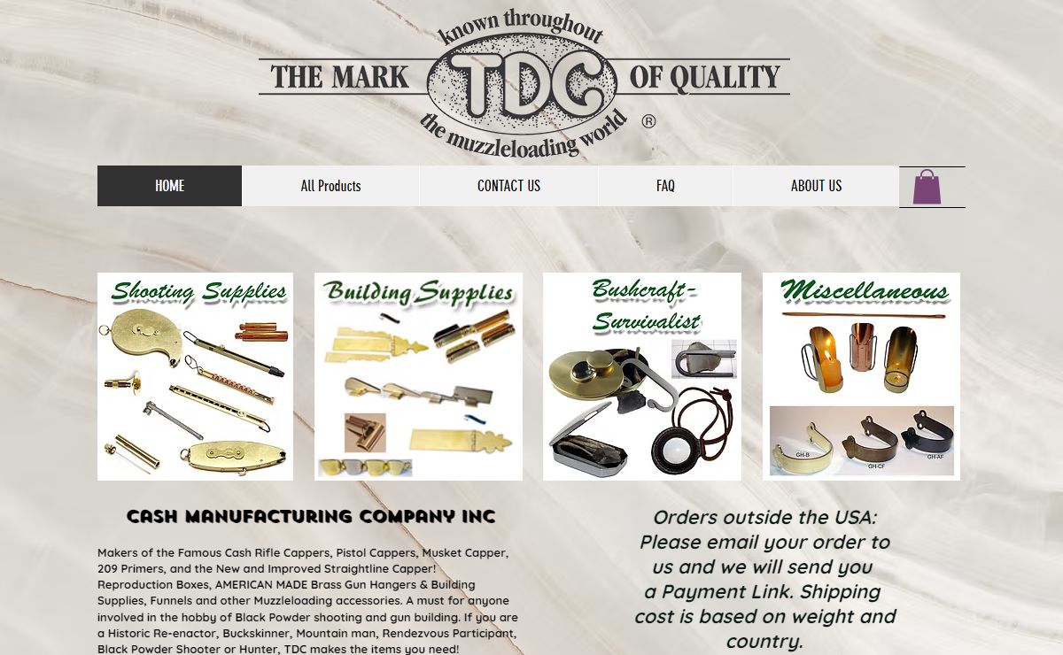 Muzzleloading Supplies | Tdc ® Cash Manufacturing Co Inc | Waunakee