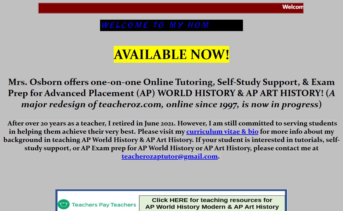 Teacher Oz's Online AP World History and AP Art History Exam Prep