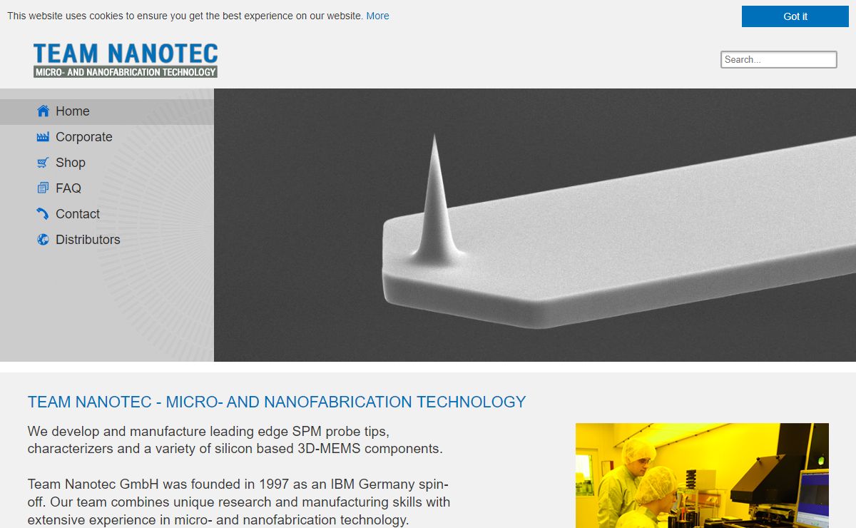 AFM probe tips for scanning probe microscopy - silicon mems - Team Nanotec