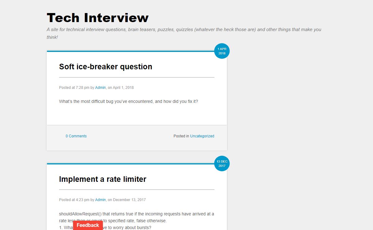 Tech Interview | A site for technical interview questions, brain teasers, puzzles, quizzles (whatever the heck those are) and other things that make you think!