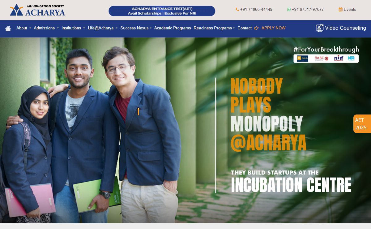 Join Best College in Bangalore, India And Get Top Placements - Acharya