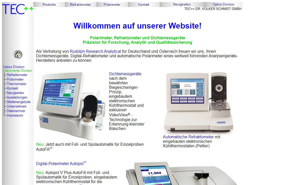 Willkommen auf unserer Website! - Polarimeter, Refraktometer und Dichtemessgeräte <br/> Präzision für Forschung, Analytik und Qualitätssicherung - TEC++