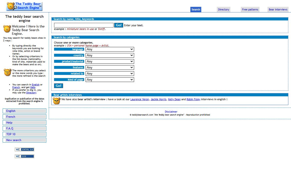 Teddy Bear Search engine : find all teddy bears sites