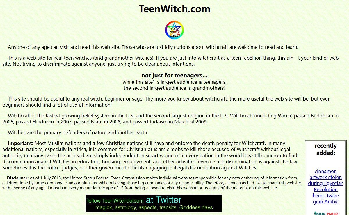 TeenWitch.com (Witchcraft, Wicca, Pagan)
