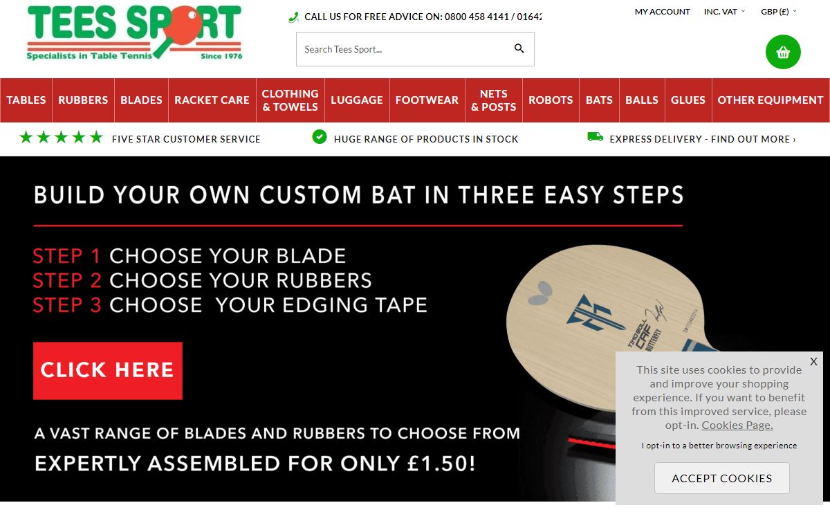 Tees Sport - Table Tennis Tables, Table Tennis Bats, Table Tennis Nets, Table Tennis Balls