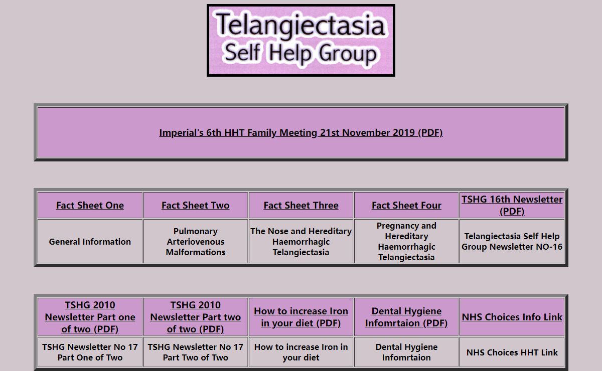 The Hereditary Hemorrhagic Telangiectasia Self Help Group