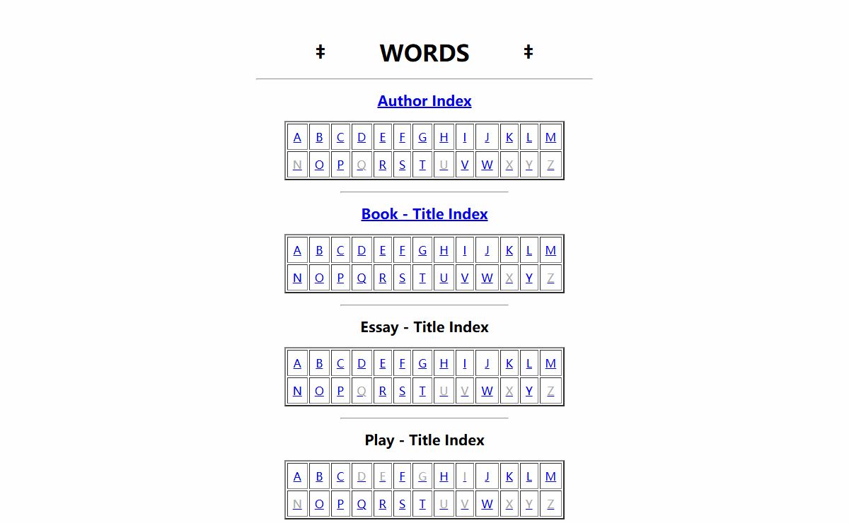 Words - Index