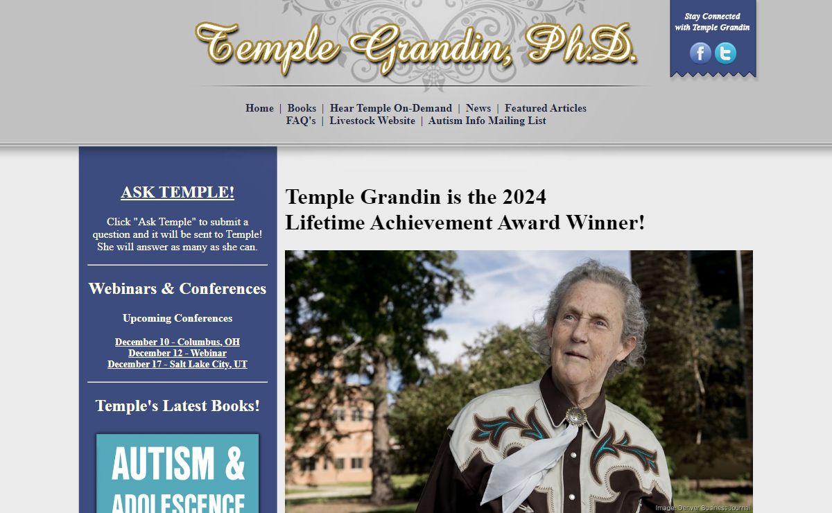 Welcome to Temple Grandin's Official Autism Website