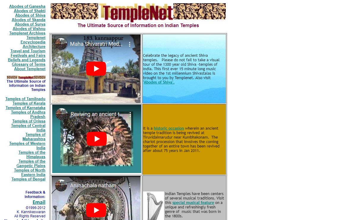 Templenet - The Comprehensive Indian Temple website