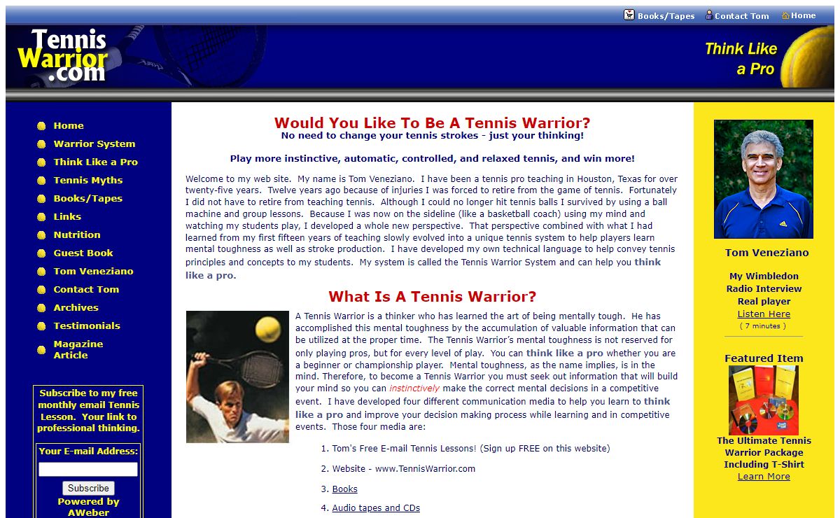 Tennis Warrior - Think and Play Like a Pro with Free Online Tennis Lessons