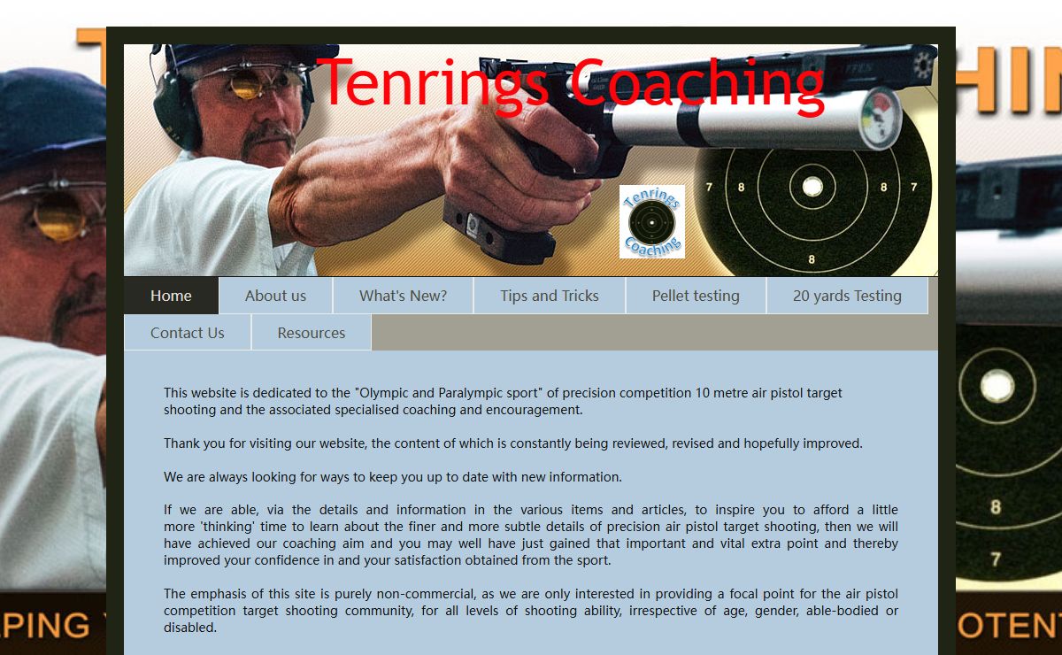 Tenrings Coaching for precision air pistol shooting. - Home