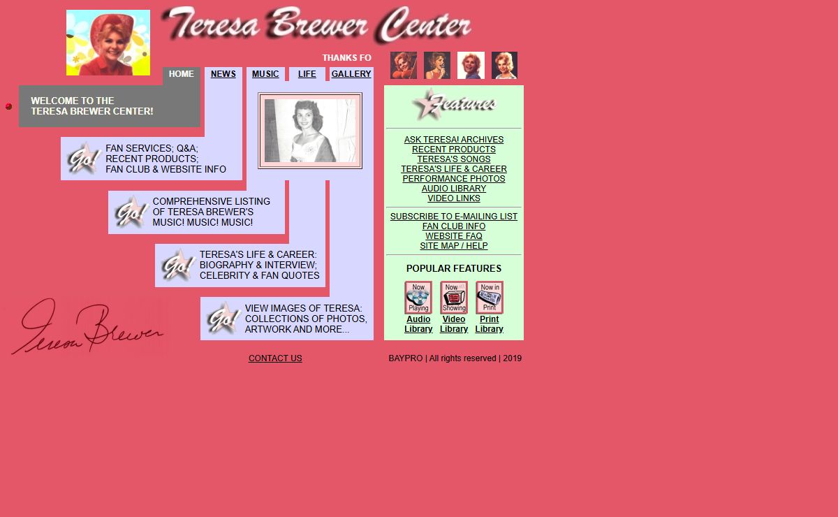 Teresa Brewer Center Homepage