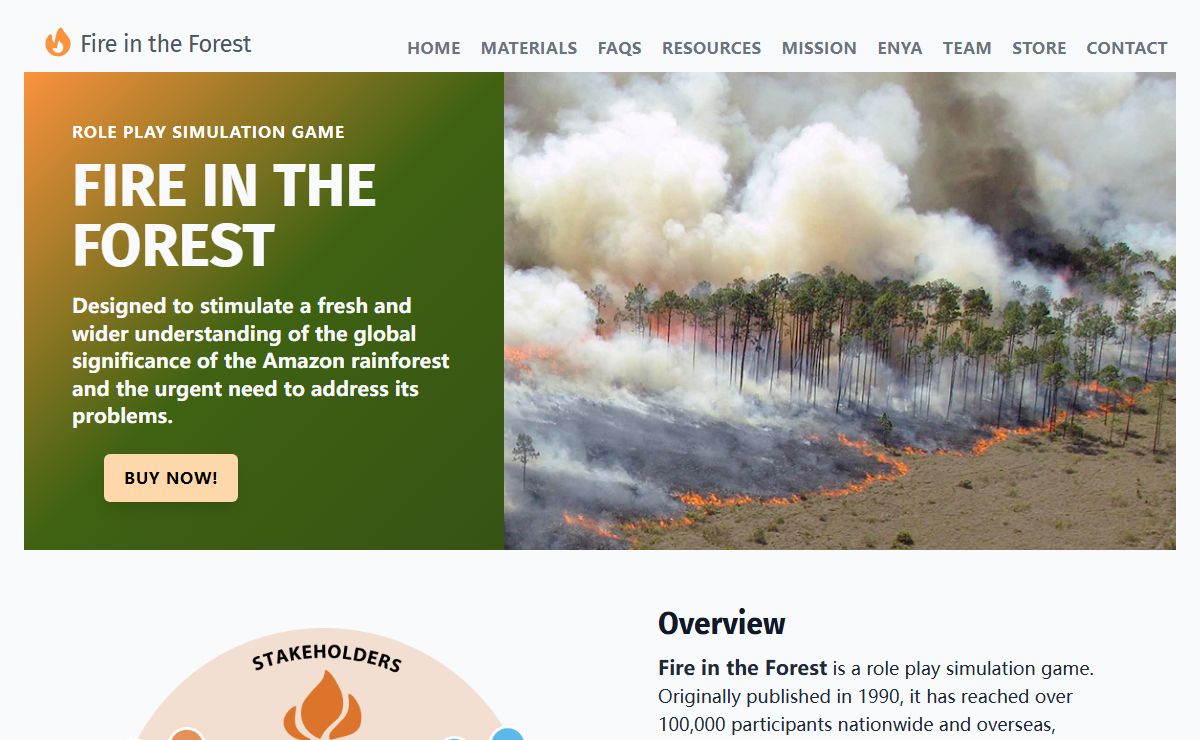 Fire in the Forest Role Play Simulation Game: Home