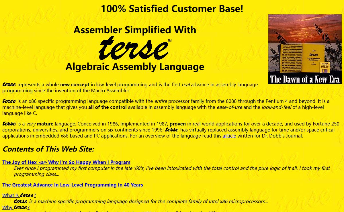 Assembler Simplified With TERSE Algebraic Assembly Language