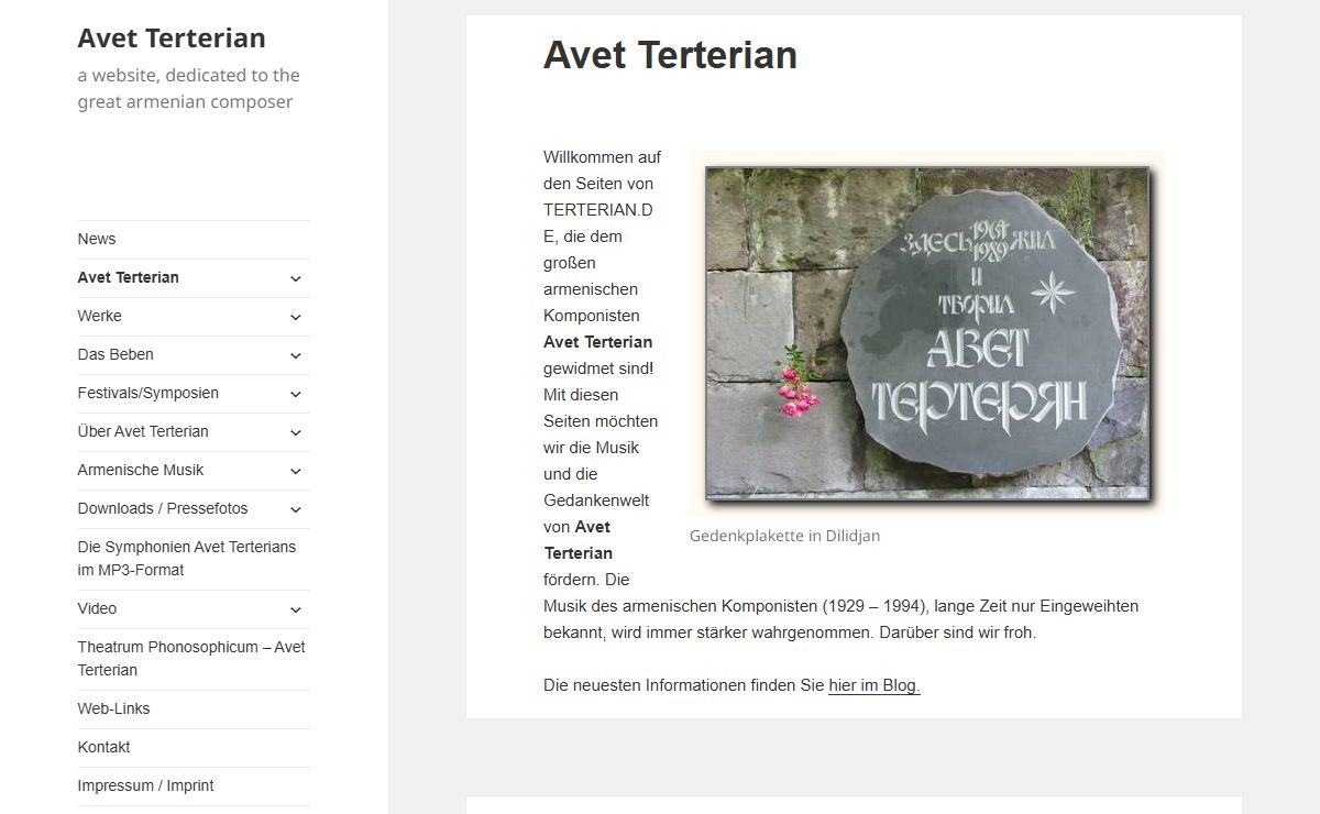 Avet Terterian – a website, dedicated to the great armenian composer