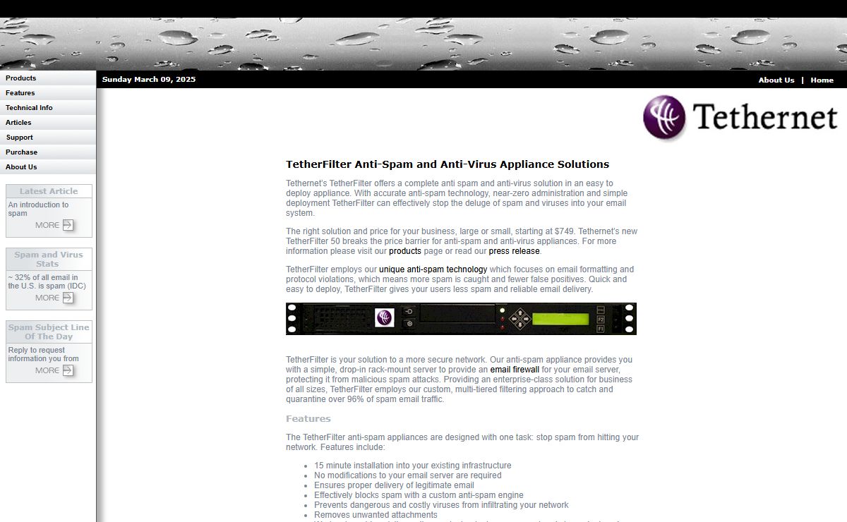 Tethernet, Inc. - Anti-Spam Appliance | Anti-Virus Appliance | Spam Firewall | Spam Filter