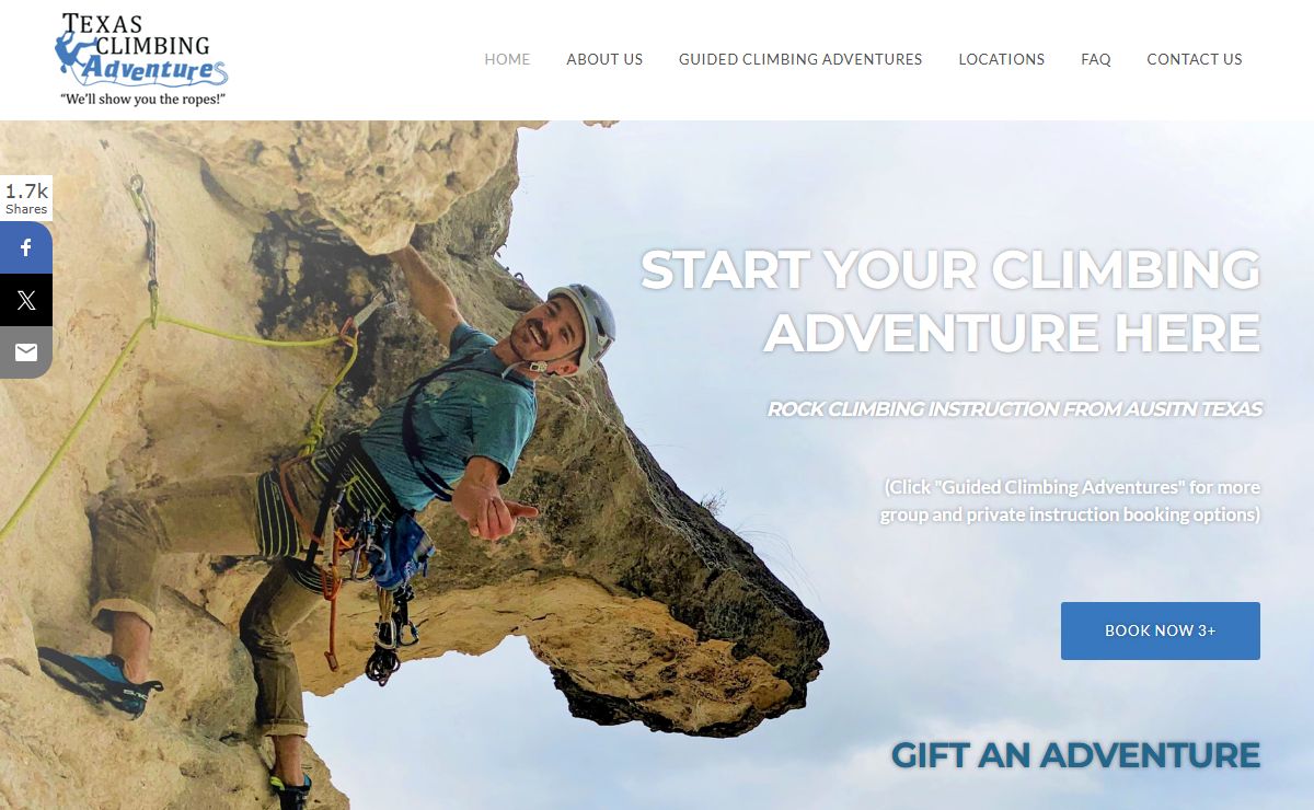 Since 1986! Guided Outdoor Austin Rock Climbing Classes - Central Texas Climbing Adventures
