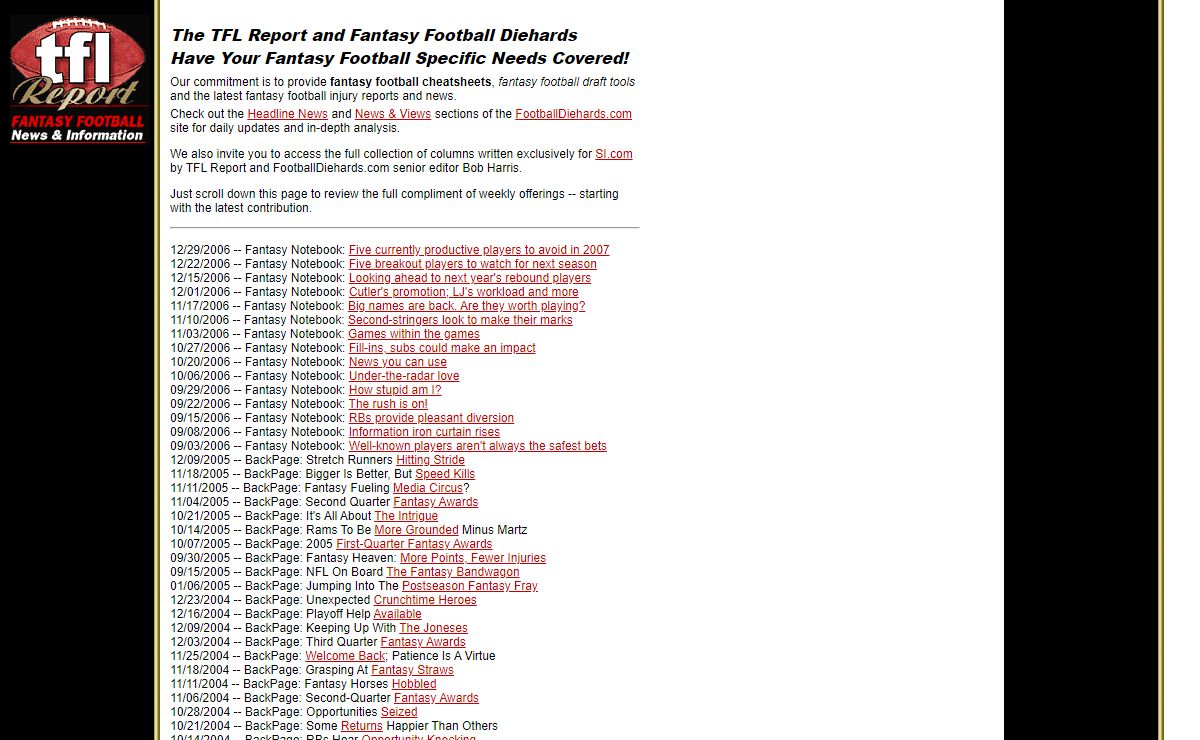 Fantasy Football News And Info From The TFL Report | 2009