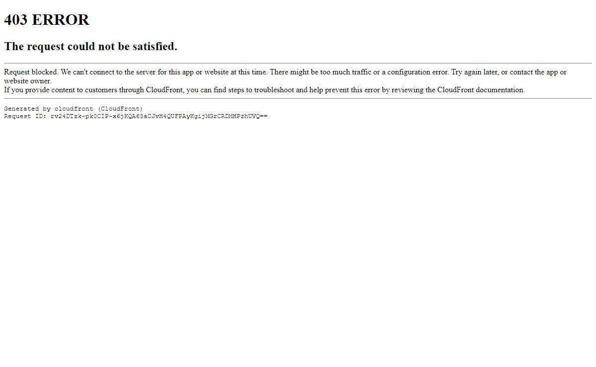 ERROR: The request could not be satisfied