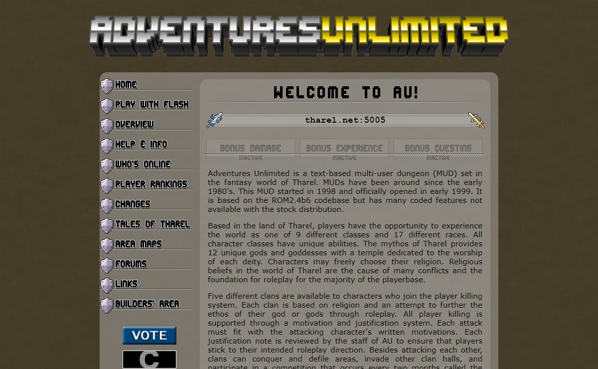 Welcome to Adventures Unlimited | Text Based, MUD, RPG