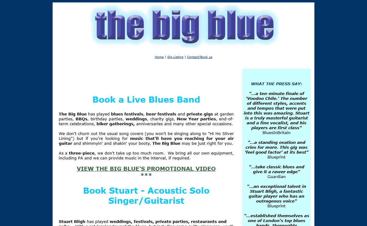 The Big Blue, Live Blues Band, Sussex, UK