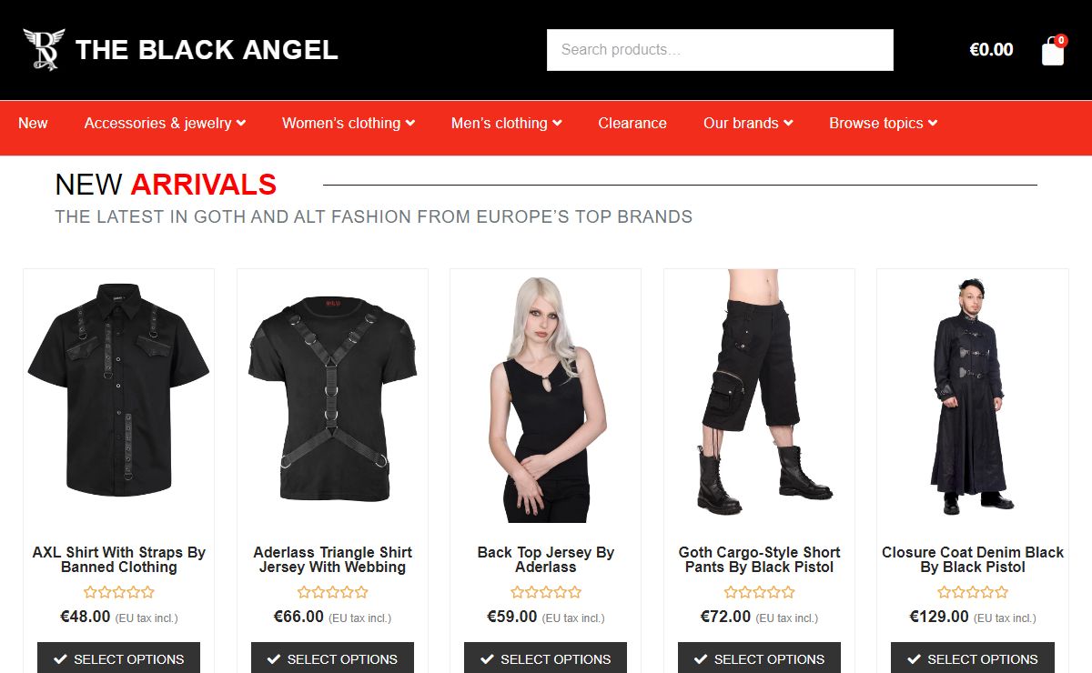 Gothic clothing and occult fashion at The Black Angel online shop