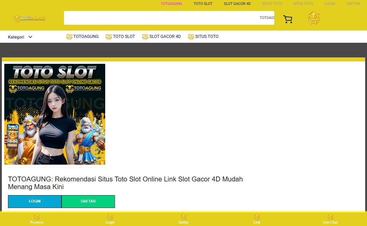 TOTOAGUNG: Rekomendasi Situs Toto Slot Online Link Slot Gacor 4D Mudah Menang Masa Kini