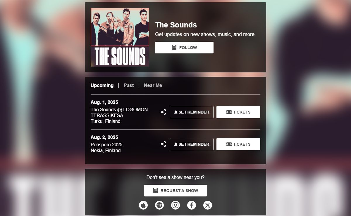 The Sounds Tour Dates