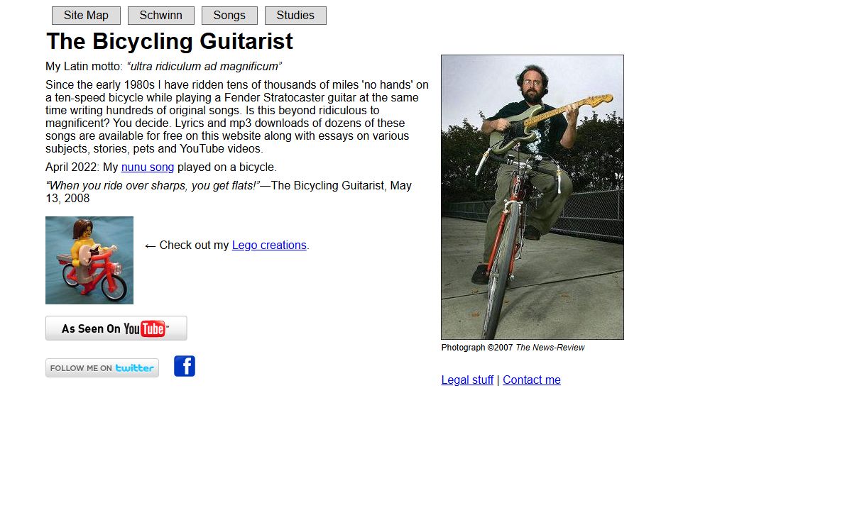 The Bicycling Guitarist - music videos essays