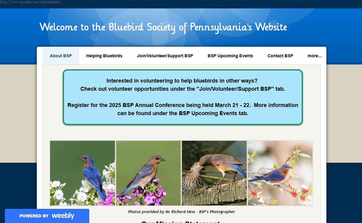 Welcome to the Bluebird Society of Pennsylvania's Website - Bluebird Society of Pennsylvania's Website